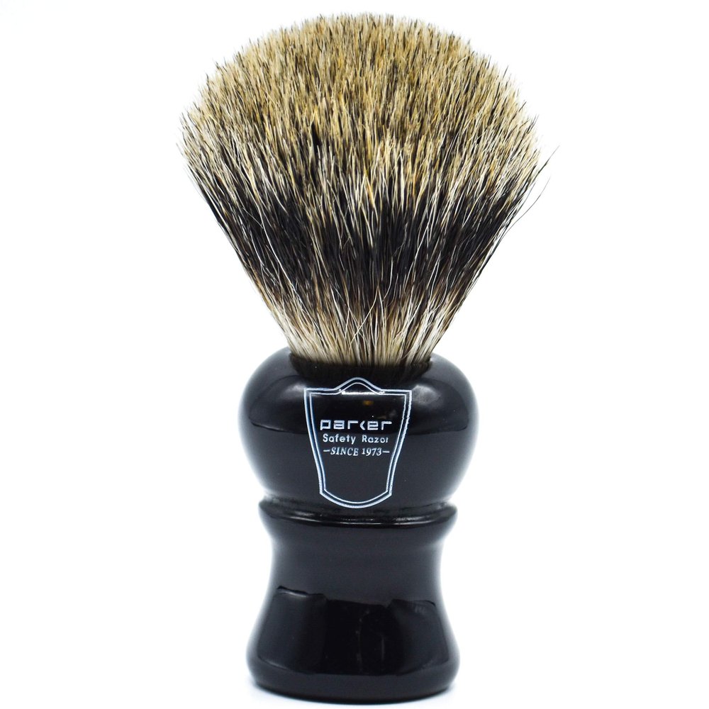 Parker Long-Loft 3-Band Pure Badger Bristle Shaving Brush Premium Soft Bristle Brush for Rich Lather with Shaving Soaps & Creams