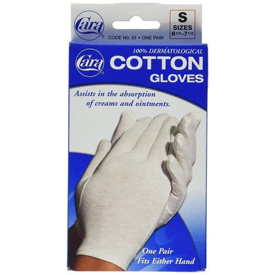 Cara 100% Dermatological Cotton Gloves Small 1 Pair