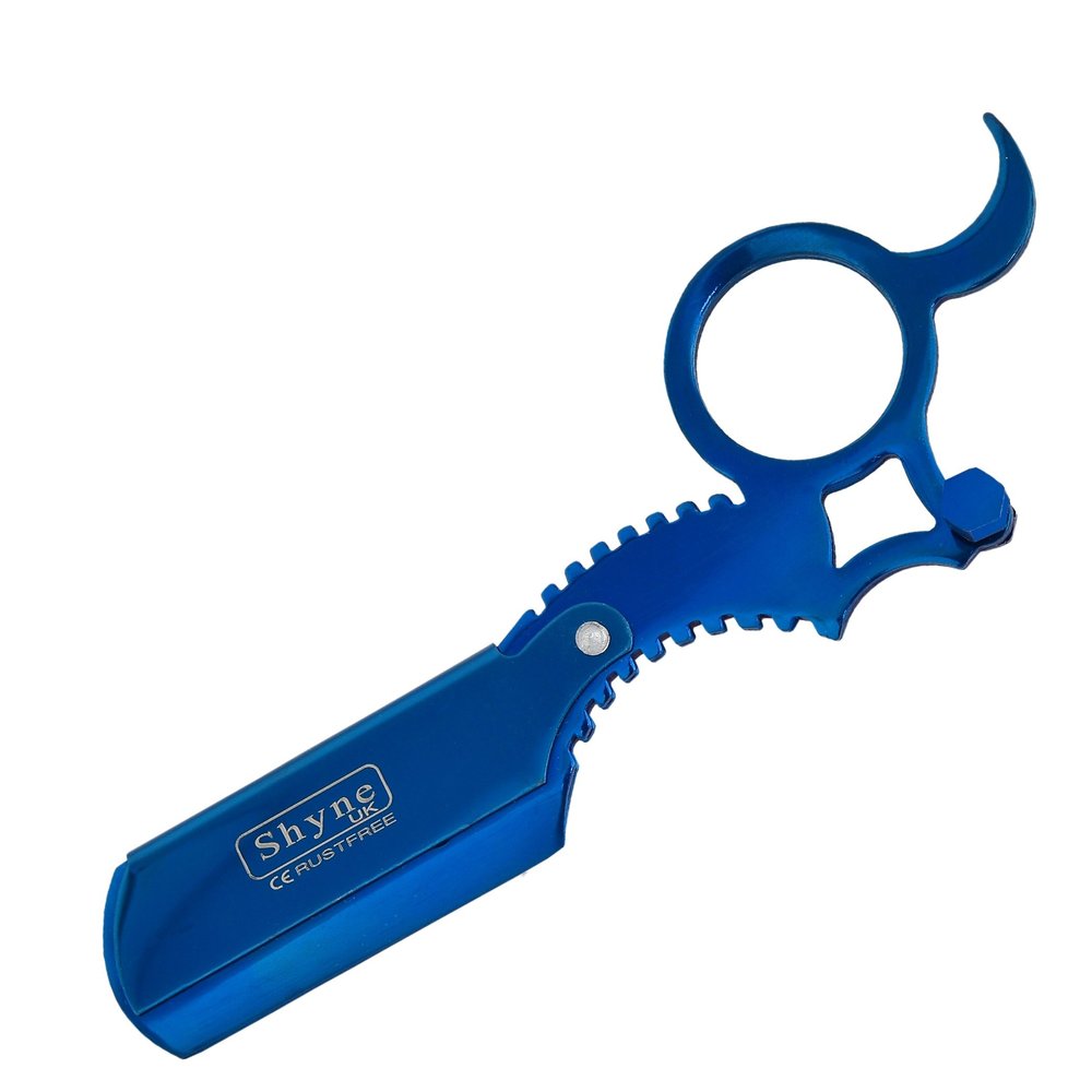 Barber Salon Straight Cut Throat Wet Shaving Razor Shavette Rasoirs 4 Colours (Blue)