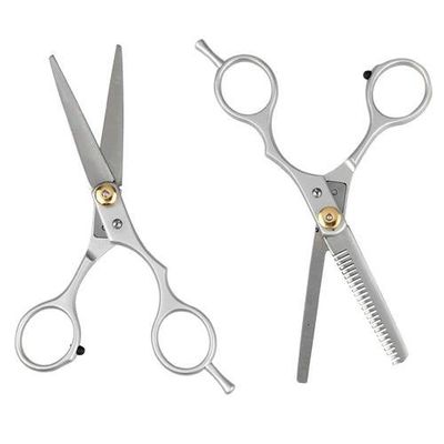 2 Scissors Hair Hairdresser Sculptor in stainless steel with finger rest 6 "