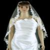 Bridal Mantilla Veil Ivory 1 Tier Long Cathedral Length With Simple Lace Edge view 1