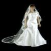 Bridal Mantilla Veil Ivory 1 Tier Long Cathedral Length With Simple Lace Edge view 2