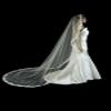 Bridal Mantilla Veil Ivory 1 Tier Long Cathedral Length With Simple Lace Edge view 3
