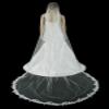 Bridal Mantilla Veil Ivory 1 Tier Long Cathedral Length With Simple Lace Edge view 4