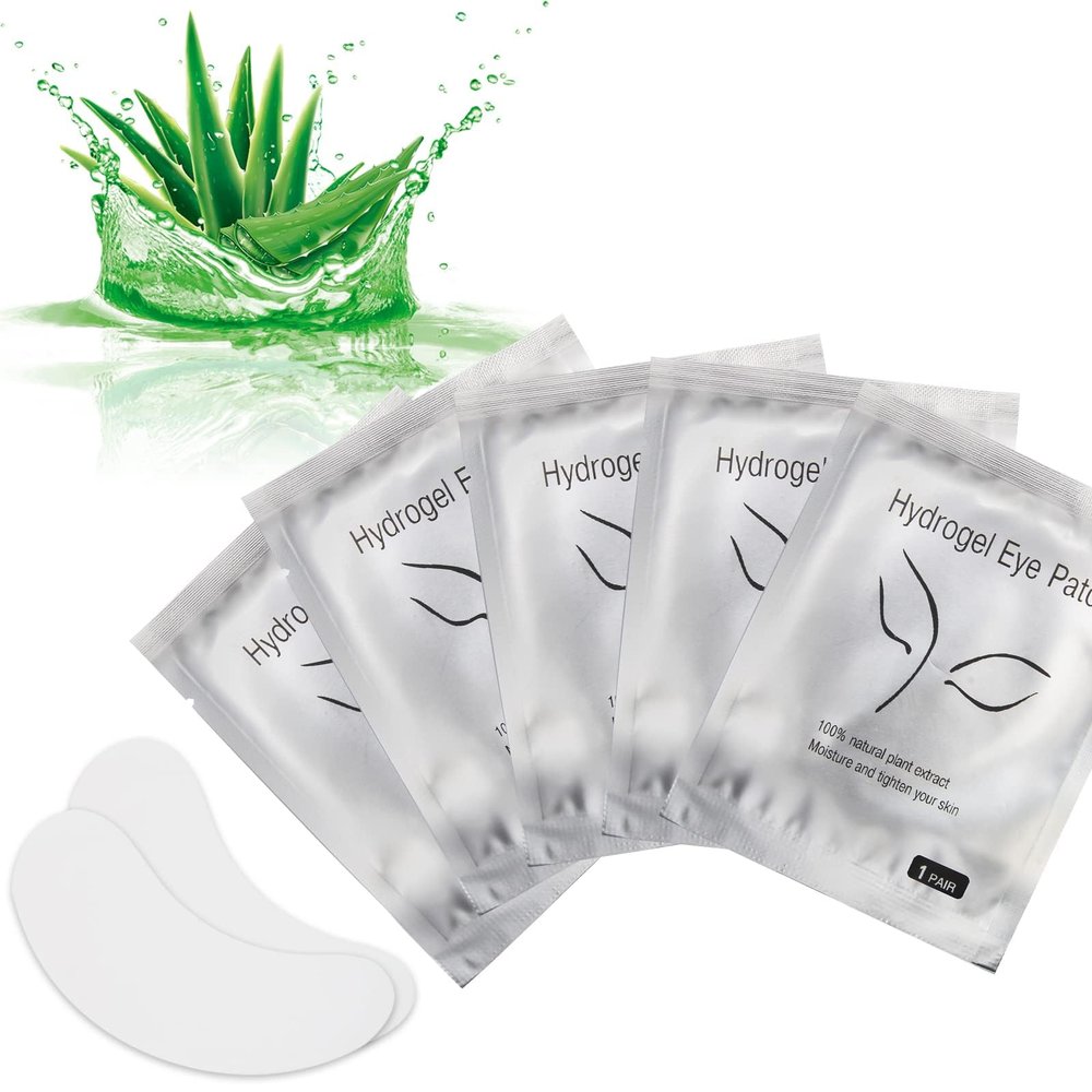 AHIER Eyepads Eyelash Extensions Lint Free, 100 Pairs Set Eye Pads for Lash Extensions, Hydrogel Eye Patch DIY False Eyelash Lash Extension Makeup Eye Gel Pad