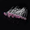 20pcs Rhinestone Rose Flower Hair Bobby Pin Crystal Bride Wedding Metal Hair Clip Decoration U Shape Jewelry Headpiece Accessories, Pink view 2
