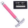 Parker 29L Pink, Long Handle Butterfly Open Double Edge Safety Razor for Women, 5 Parker Premium Platinum Double Edge Razor Blades Included view 3