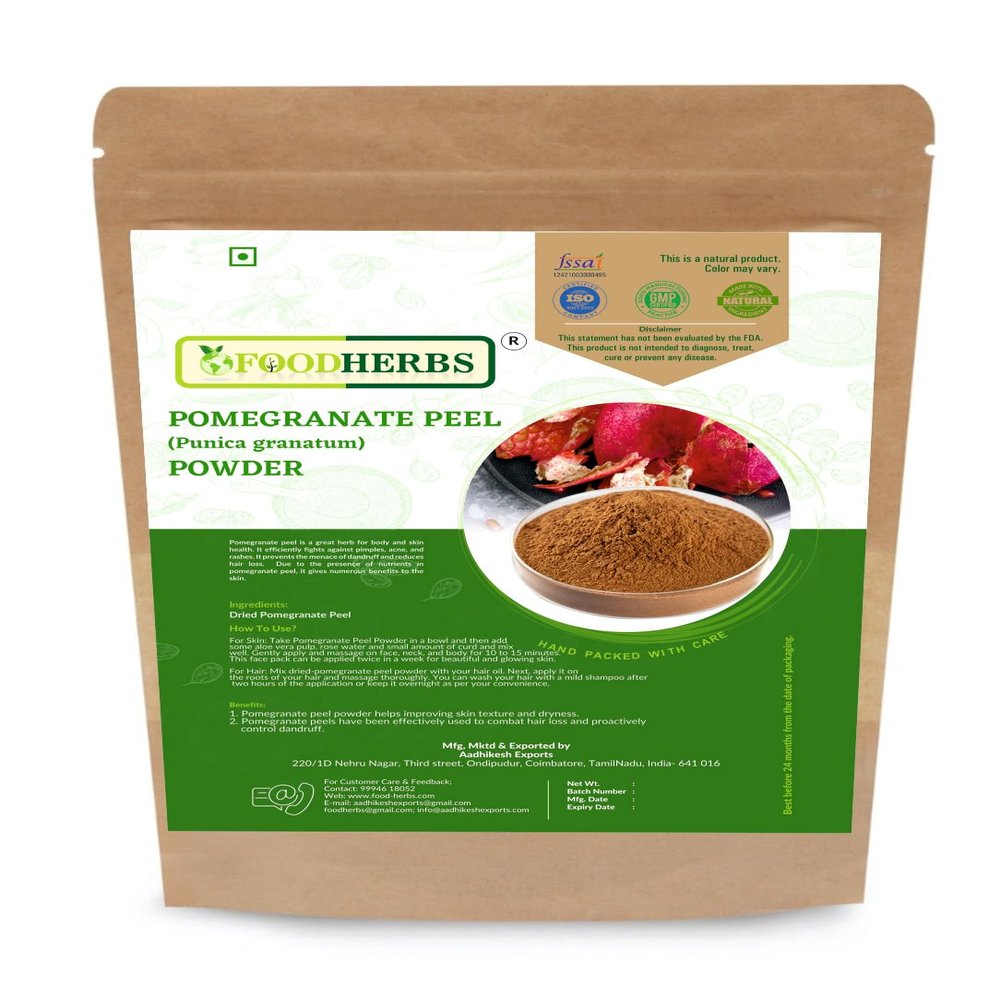 FOODHERBS Pomegranate Peel Powder | 200 Gms / 0.44 Lbs | Anar | Punica Grantum