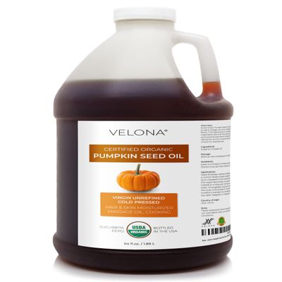 velona Pumpkin Seed Oil USDA Certified Organic - 64 Fl Oz | 100% Pure and Natural Carrier Oil | Unrefined, Cold Pressed | Cooking, Face, Hair, Body & Skin Care | Use Today - Enjoy Result