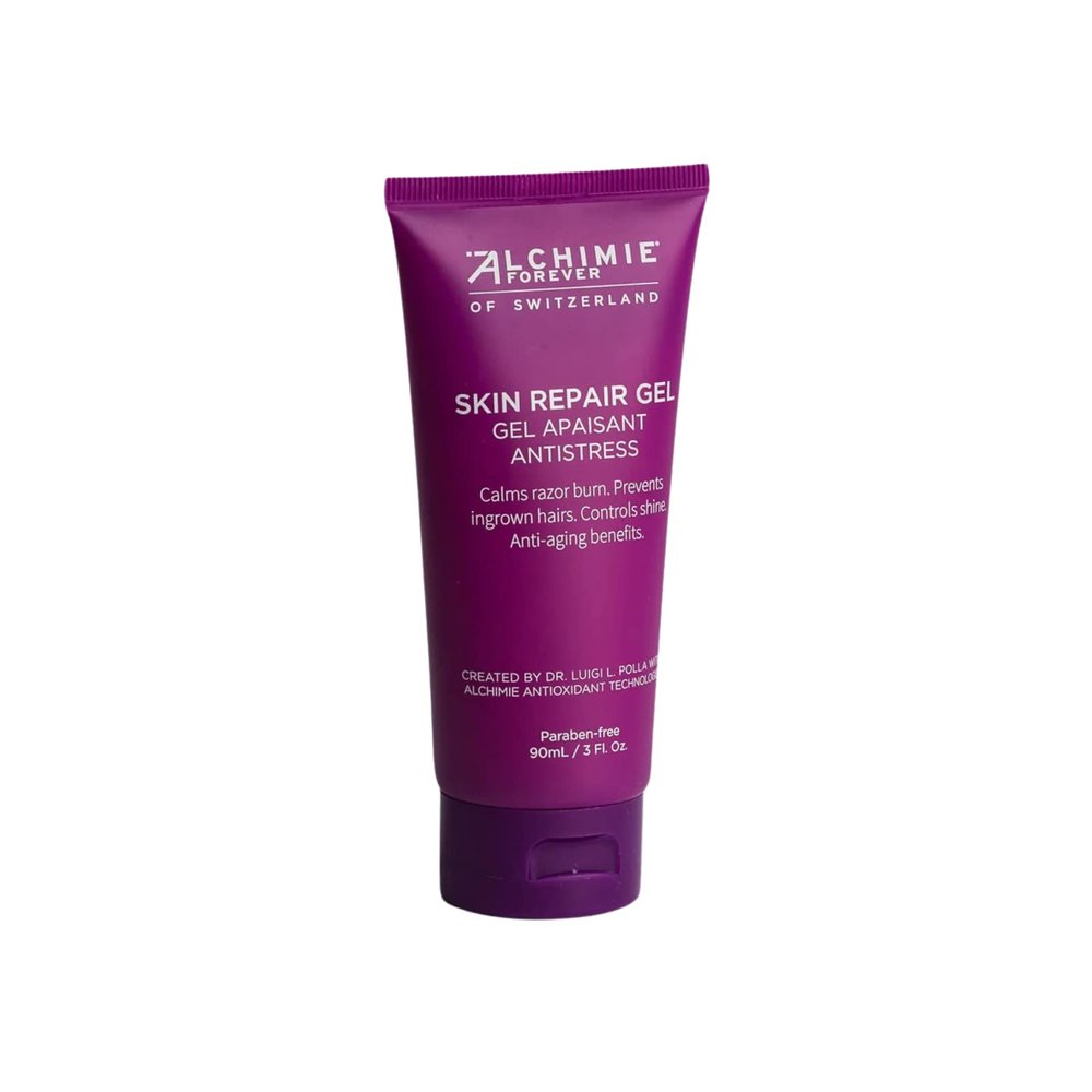 Alchimie Forever Skin Repair Gel | Oil Free Gel for Post Shave Care of the Face and Body with Rosemary and Turmeric | Soothing, Restorative, Anti-Aging Benefits | Reduces Ingrown Hairs | 3 fl oz