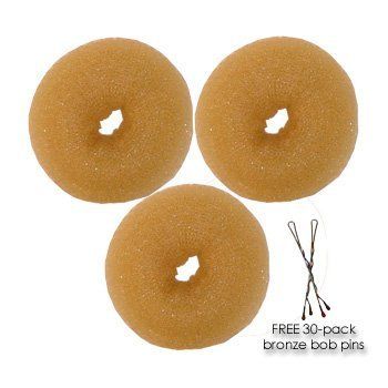 3-pack Chignon Blonde Medium Hair Donuts 3" X 1"