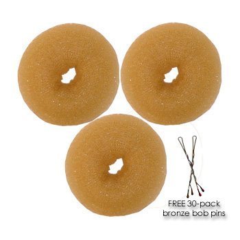 3-pack Chignon Blonde Medium Hair Donuts 3" X 1"