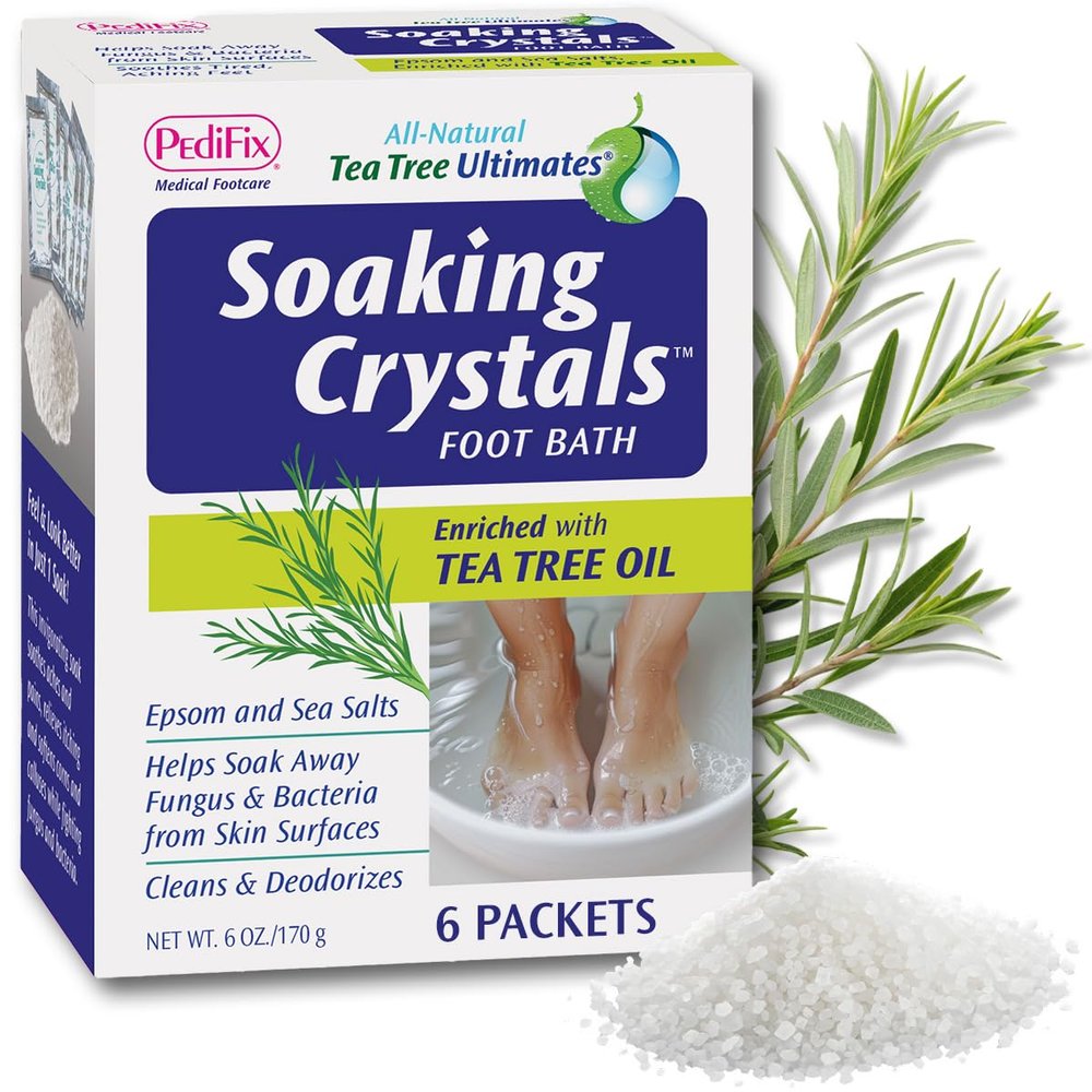 PediFix Soaking Crystals Foot Bath  6 Packets  Therapeutic Foot Soak with Tea Tree Oil & Epsom Salt for Sore, Tired, Achy Feet