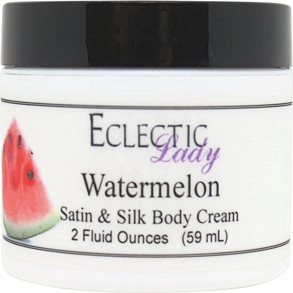 Eclectic Lady Watermelon Satin and Silk Cream, Body Cream, Body Lotion, 2 oz - Shea Butter, Aloe, Silk Amino Acids, Vitamin E, Phthalate-Free, Handcrafted in USA - Perfect For Women