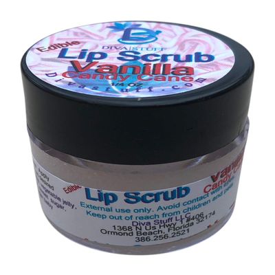 Diva Stuff Ultra Hydrating Lip Scrub for Soft Lips, Gentle Exfoliation, Moisturizer & Conditioner, Vanilla Candy Cane oz (Made in the USA)