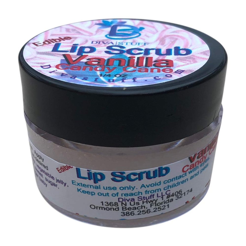 Diva Stuff Ultra Hydrating Lip Scrub for Soft Lips, Gentle Exfoliation, Moisturizer & Conditioner, Vanilla Candy Cane   oz (Made in the USA)