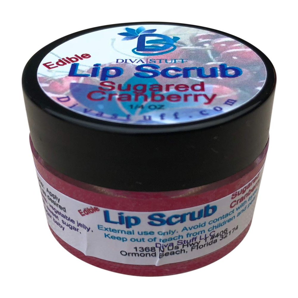 Diva Stuff Ultra Hydrating Lip Scrub for Soft Lips, Gentle Exfoliation, Moisturizer & Conditioner, Sugared Cranberry   oz (Made in the USA)