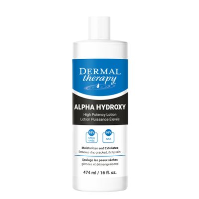 Dermal Therapy Alpha Hydroxy Lotion with 10% Lactic Acid & 10% Urea  Fragrance-Free Moisturizer for Dry Skin  16 fl oz (474 ml)