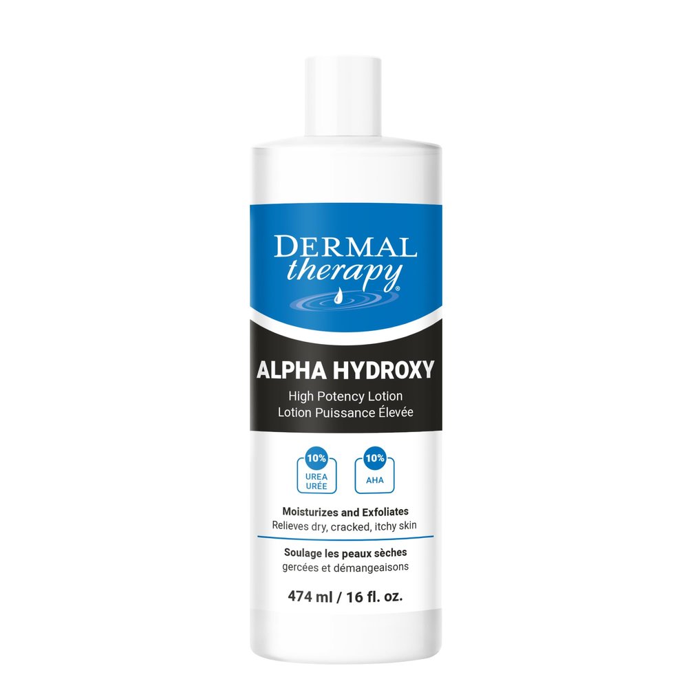 Dermal Therapy Alpha Hydroxy Lotion with 10% Lactic Acid & 10% Urea  Fragrance-Free Moisturizer for Dry Skin  16 fl oz (474 ml)
