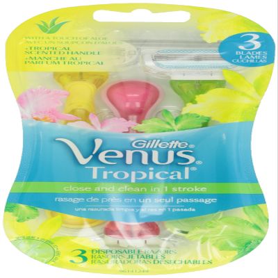 Gillette Venus Tropical Women's Disposable Razor, 3+1 Count, Womens Razors / Blades