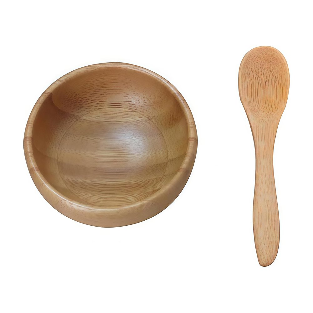 1Set(Bowl+Spoon) Bamboo Homemade Facial PACK Bowl with Mixing Spoon Spatula-DIY Face Skin Care Cosmetic Makeup Beauty Tool Facial Cream Cosmetic Storage Containers Jars Pots