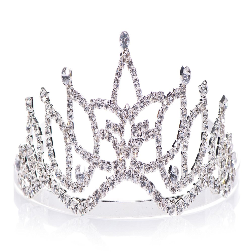 Anderson's Amara Rhinestone Tiara, Sparkling 2-Inch Silver Crown with Clear Faux Diamonds, Adjustable Band & Comfort Combs, Perfect for Proms, Homecomings, Weddings, Pageants & Special Events