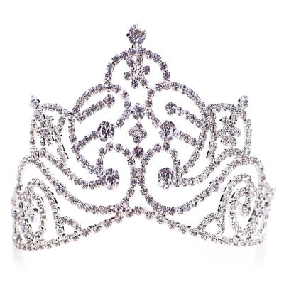 Anderson's Jenna Rhinestone Tiara, Sparkling 3-Inch Silver Crown with Clear Faux Diamonds, Adjustable Band & Comfort Combs, Perfect for Proms, Homecomings, Weddings, Pageants & Special Events