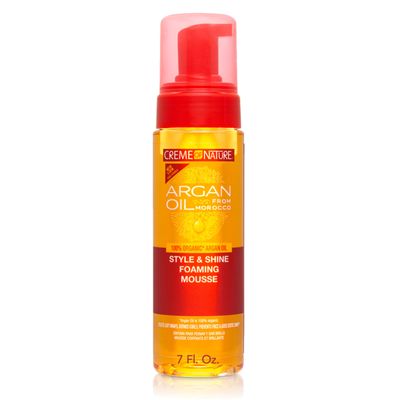 Creme of Nature Style & Shine Foaming Mousse, Defines Curls & Controls Frizz, Moisturizes Hair while Adding Shine with Argan Oil from Morocco, 7 fl oz