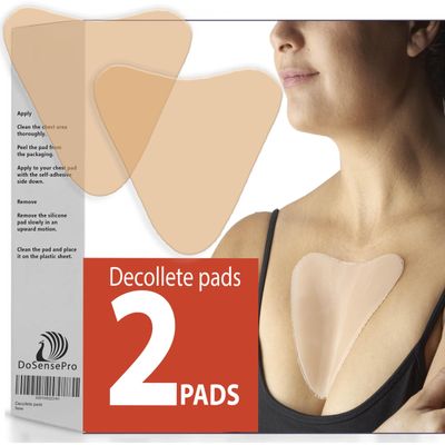 DoSensePro Reusable Silicone Chest Wrinkle Pads  Set of 2 Dcollet Patches for Side-Sleep Lines & Cleavage Wrinkles, Hydrating Anti-Aging Chest Pads for Women