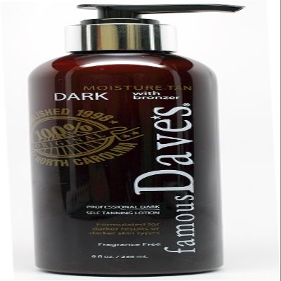 Dave's Dark Self Tanner Sunless Tanning Lotion with Bronzer - For All Skin Types