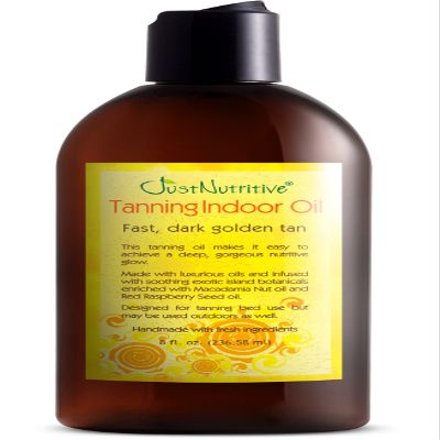 Just Nutritive Indoor Tanning Oil | Natural Tanning Bed Accelerator for Fast, Dark, Long-Lasting Tan | Moisturizing Body Oil with Vitamin E & Botanical Extracts | 8 Fl Oz