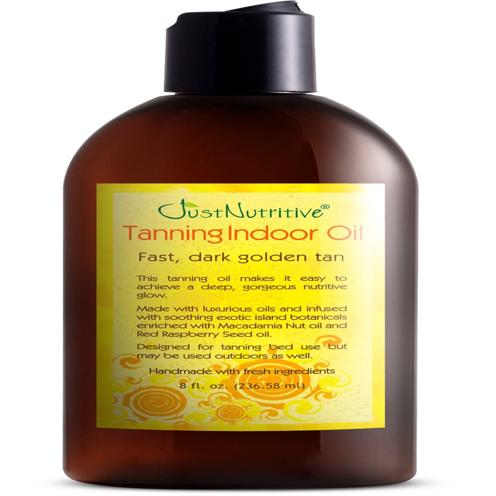 Just Nutritive Indoor Tanning Oil | Natural Tanning Bed Accelerator for Fast, Dark, Long-Lasting Tan | Moisturizing Body Oil with Vitamin E & Botanical Extracts | 8 Fl Oz