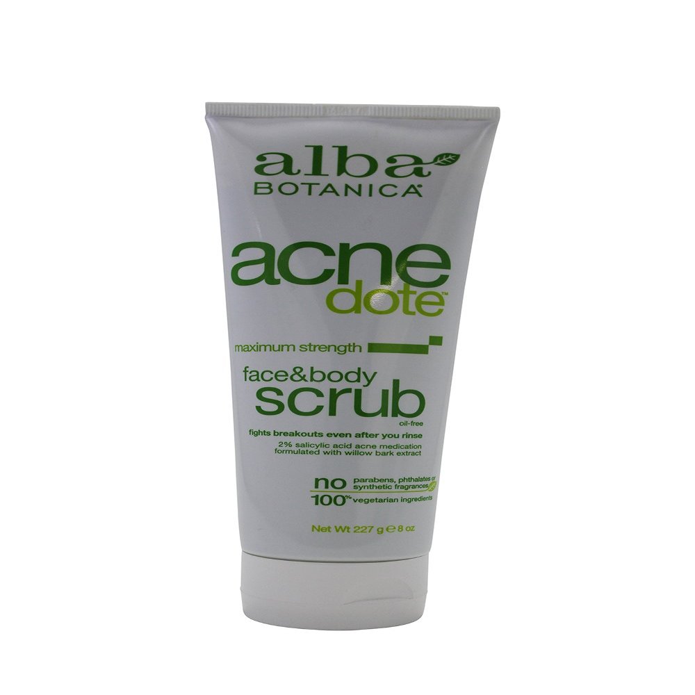 ALBA Botanica ACNEDOTE FACE&Body Scrub, 8 OZ