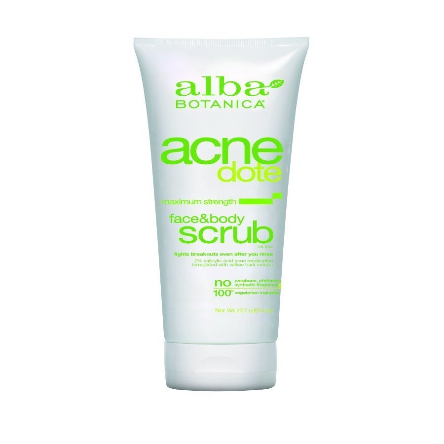 ALBA BOTANICA ACNEDOTE FACE&BODY SCRUB, 8 OZ