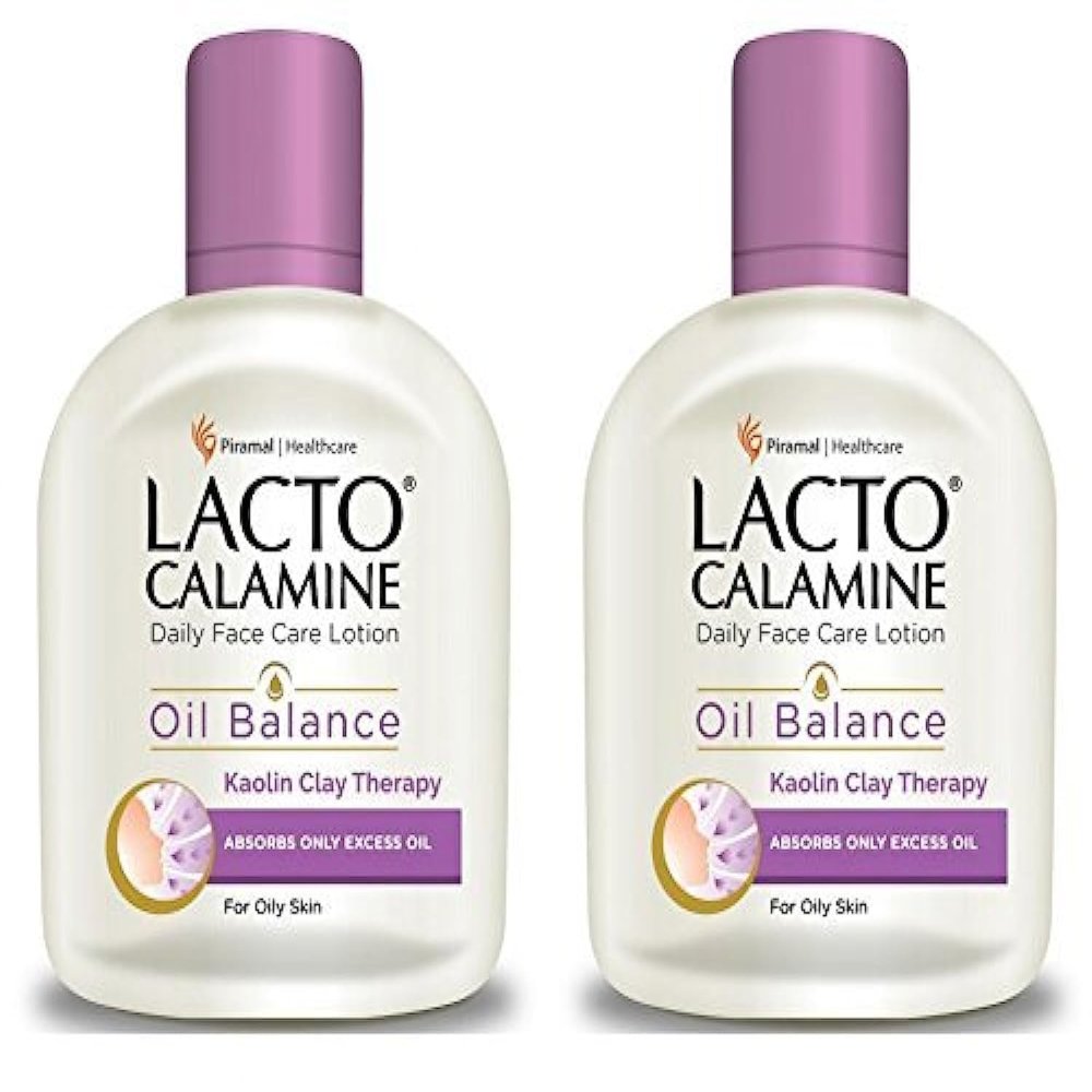 Lacto Calamine Daily Face Moisturizing Lotion for Oily Skin, Pack of 2, 4.06 Fl Oz (120 ml), for Pimples, Acne, Dark Spots, and Blackheads