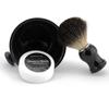 Ceramic Shaving Soap Bowl Kit For Men, Pure Badger Shaving Brush, Shaving Cream Soap, Wide Mouth, Ceramic Black Shaving Soap Bowl/Mug with Knob Handle view 2