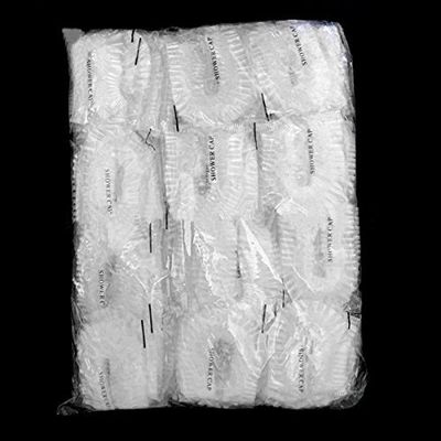 100 Pcs Disposable Plastic Thick Shower Caps Clear Elastic Bath Cap For Women Spa,Home Use,Hotel and Hair Salon,Pack of 100 Individually Wrapped
