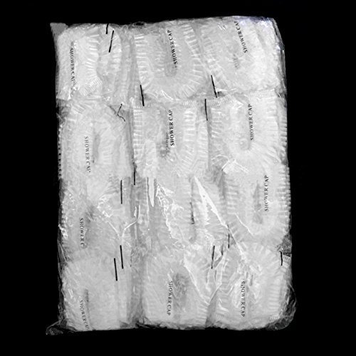 100 Pcs Disposable Plastic Thick Shower Caps Clear Elastic Bath Cap For Women Spa,Home Use,Hotel and Hair Salon,Pack of 100 Individually Wrapped