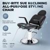 Buy-Rite Sue Reclining Styling Chair - All-Purpose Hydraulic Salon Chair for Hair Stylists & Barbers, Adjustable Headrest, 150 Recline, Heavy-Duty Chrome Base, SY-6769AP view 4