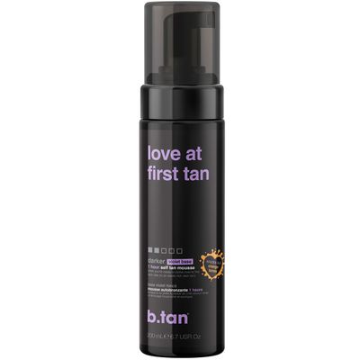 b.tan Violet Base Self Tanner Mousse | Love At First Tan - Best, 1 Hour Express Sunless Tanning Foam, Cancels Orange Tones, Dark Bronzing Glow, No Fake Tan Smell, Face & Body, 6.7 Fl Oz