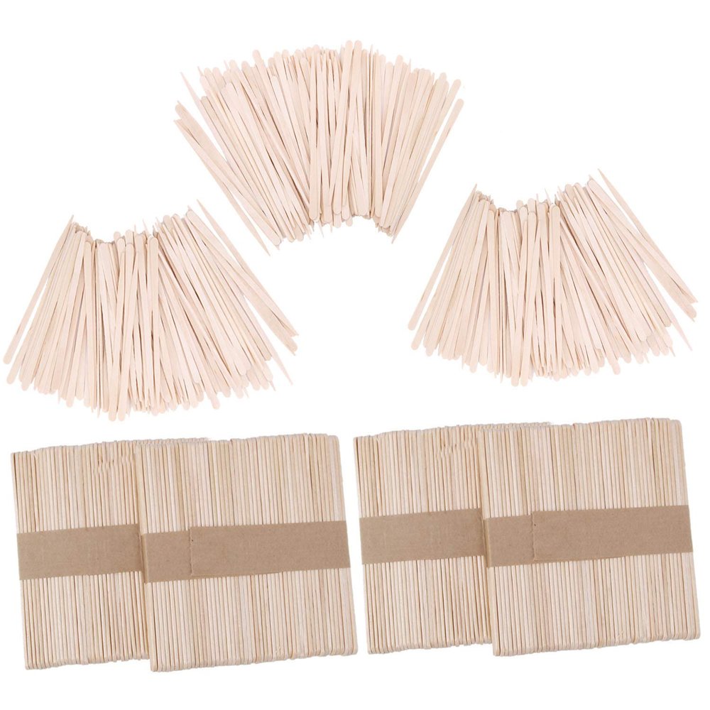 Senkary 500 Pieces Wooden Wax Sticks Waxing Spatula Applicators Wood Craft Sticks for Body Eyebrow Legs Face Hair Removal (Small and Large)