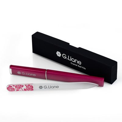 G.Liane Premium Glass Nail File with Case Professional Crystal Fingernail Files Perfect Manicure Set for Women Men Kids Nail Care Gift Set(Rose Pink)