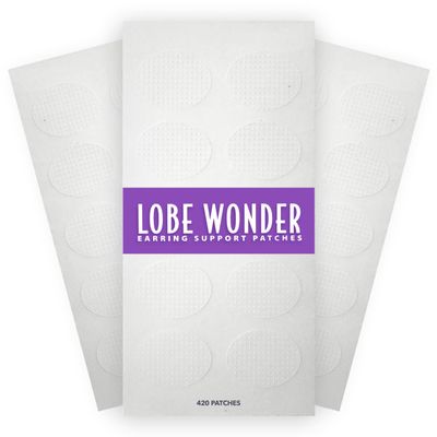 Lobe Wonder - The ORIGINAL Ear Lobe Support Patch for Pierced Ears - Eliminates the Look of Torn or Stretched Piercings - Protects Healthy Ear Lobes from Tearing - 420 Patches - Clear & Latex-Free