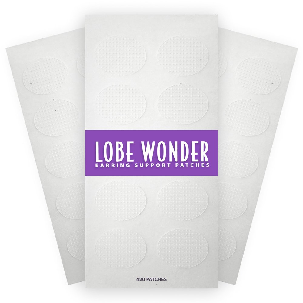 Lobe Wonder - The ORIGINAL Ear Lobe Support Patch for Pierced Ears - Eliminates the Look of Torn or Stretched Piercings - Protects Healthy Ear Lobes from Tearing - 420 Patches - Clear & Latex-Free
