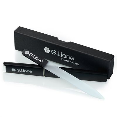 G.Liane Crystal Nail File-Double Sided Etched Glass Nail Files, Alternative to Metal Nail File & Emery Boards (Black)