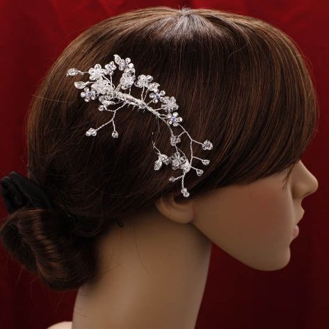 Alljoy Bridal, Prom, Party Hair Flower with Swarovski Crystals