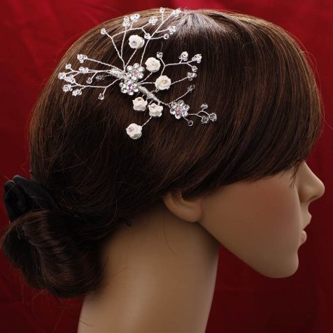 Alljoy Bridal, Prom, Party Hair Flower with Swarovski Crystals