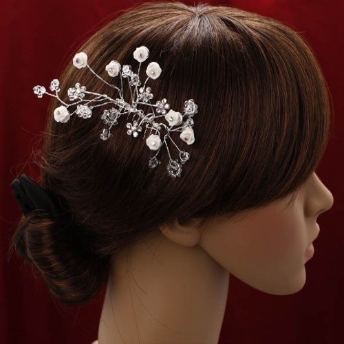 Alljoy Bridal, Prom, Party Hair Flower with Swarovski Crystals