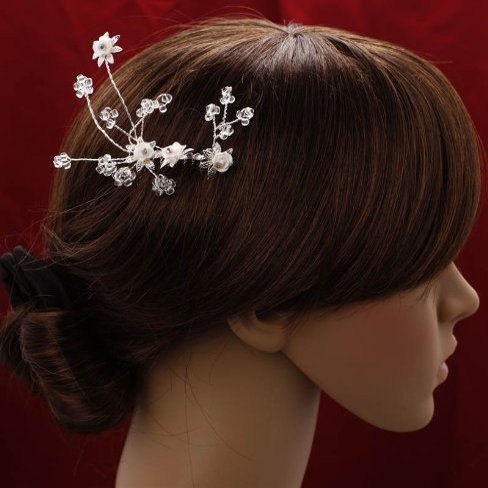 Alljoy Bridal, Prom, Party Hair Flower with Swarovski Crystals