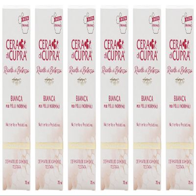 Cera di Cupra "Bianca per Pelli Normali" Cream for Normal Skin, Anti-age Formula - 2.5 Fluid Ounces (75ml) Tubes (Pack of 6) [ Italian Import ]